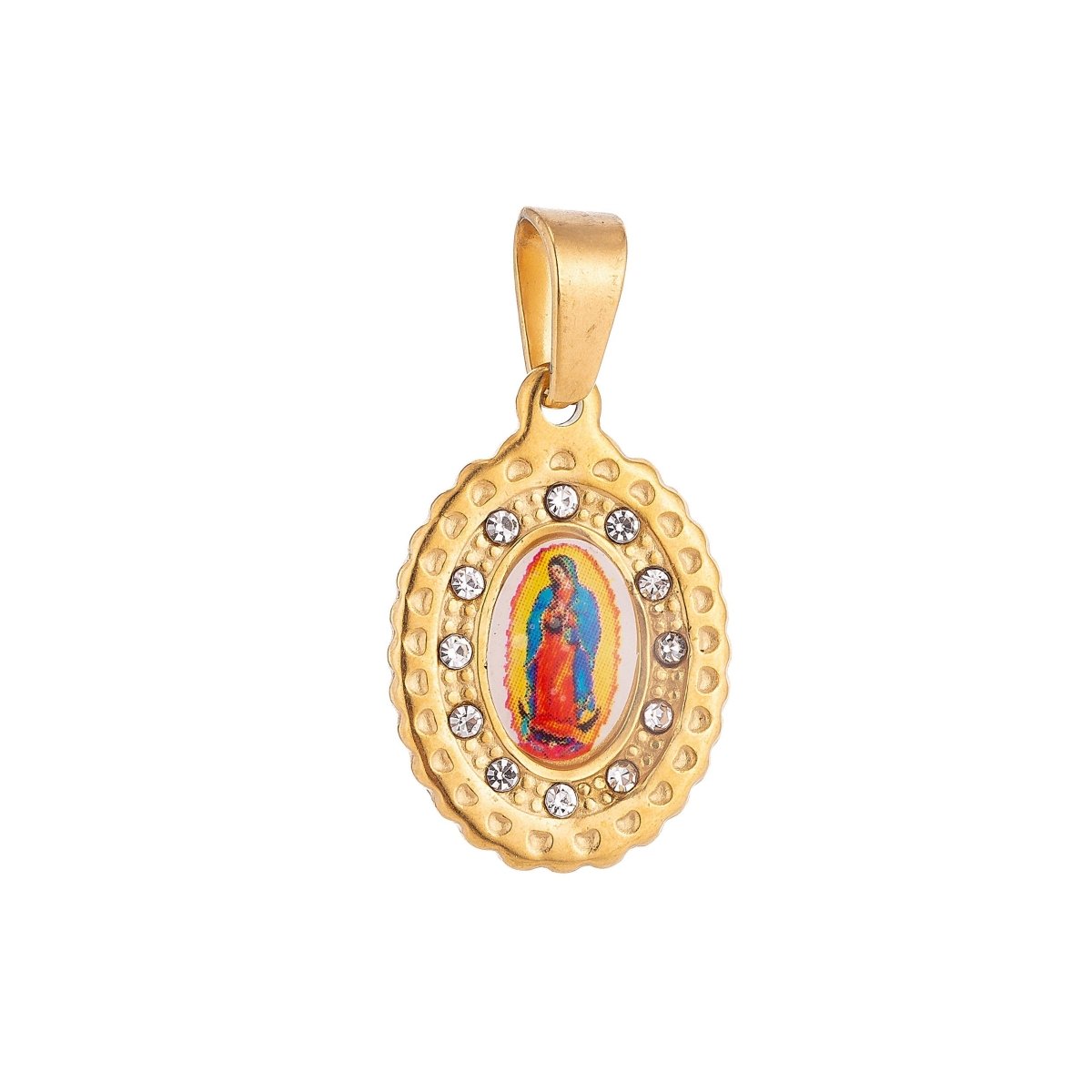 Gold Filled Religious Catholic Mother Mary Cubic Zirconia Pray Necklace Pendant Bracelet Beads Charm Bails for Jewelry Making J-374J-652