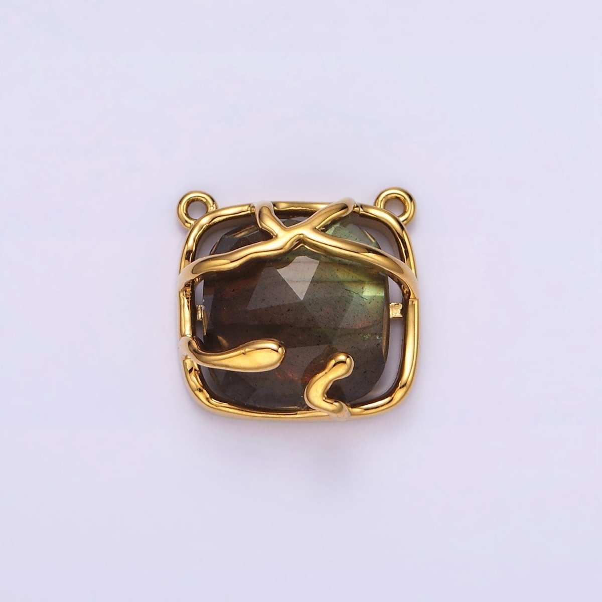 Gold Filled Rose Quartz, Labradorite Multifaceted Gemstone Molten Drip Connector G-724 G-725