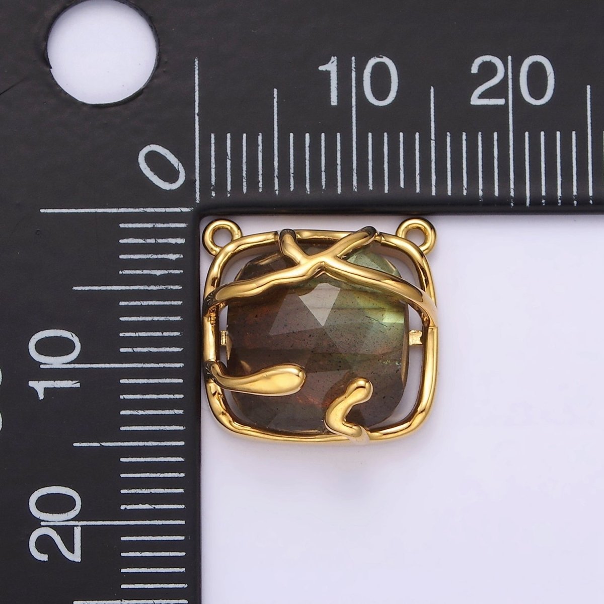 Gold Filled Rose Quartz, Labradorite Multifaceted Gemstone Molten Drip Connector G-724 G-725