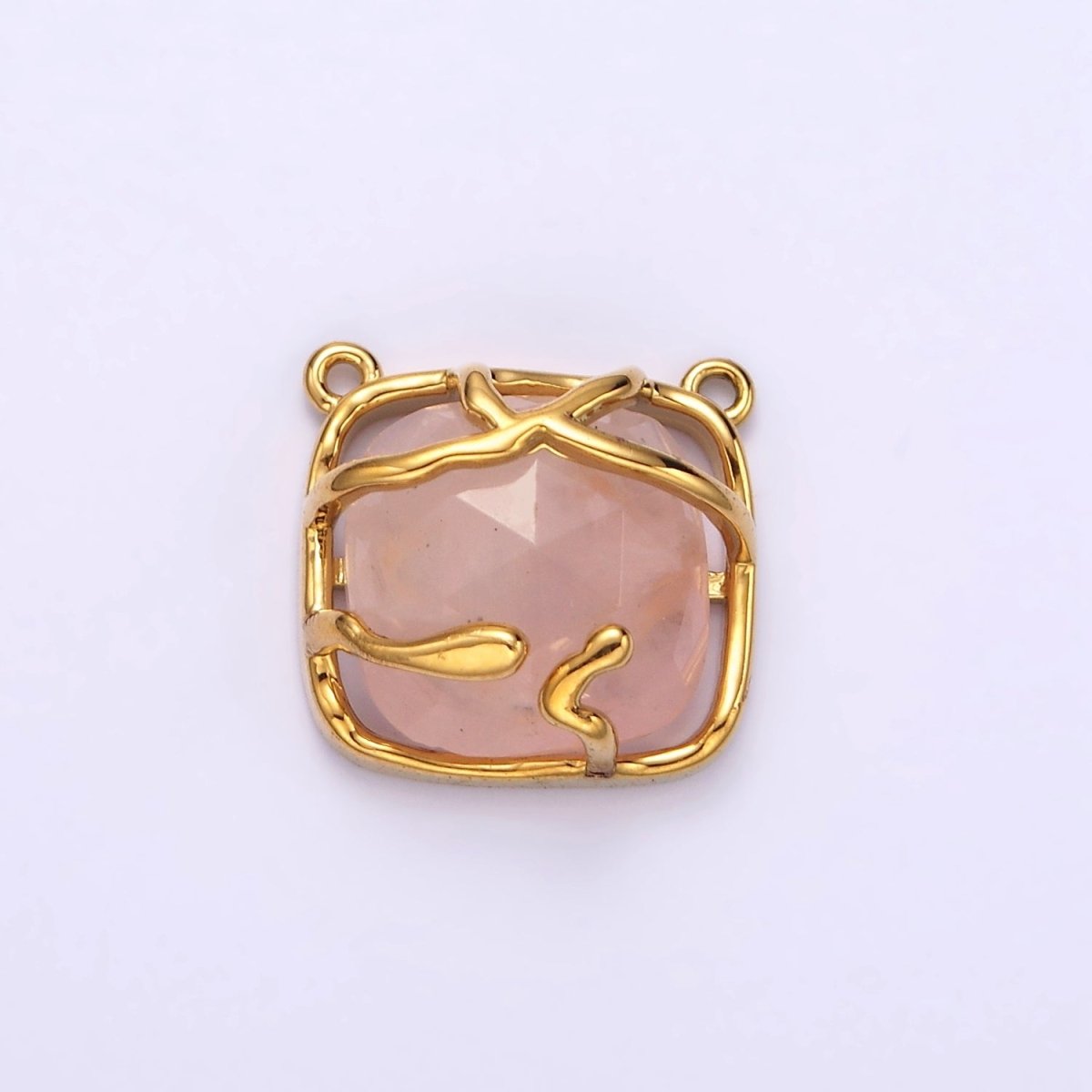 Gold Filled Rose Quartz, Labradorite Multifaceted Gemstone Molten Drip Connector G-724 G-725