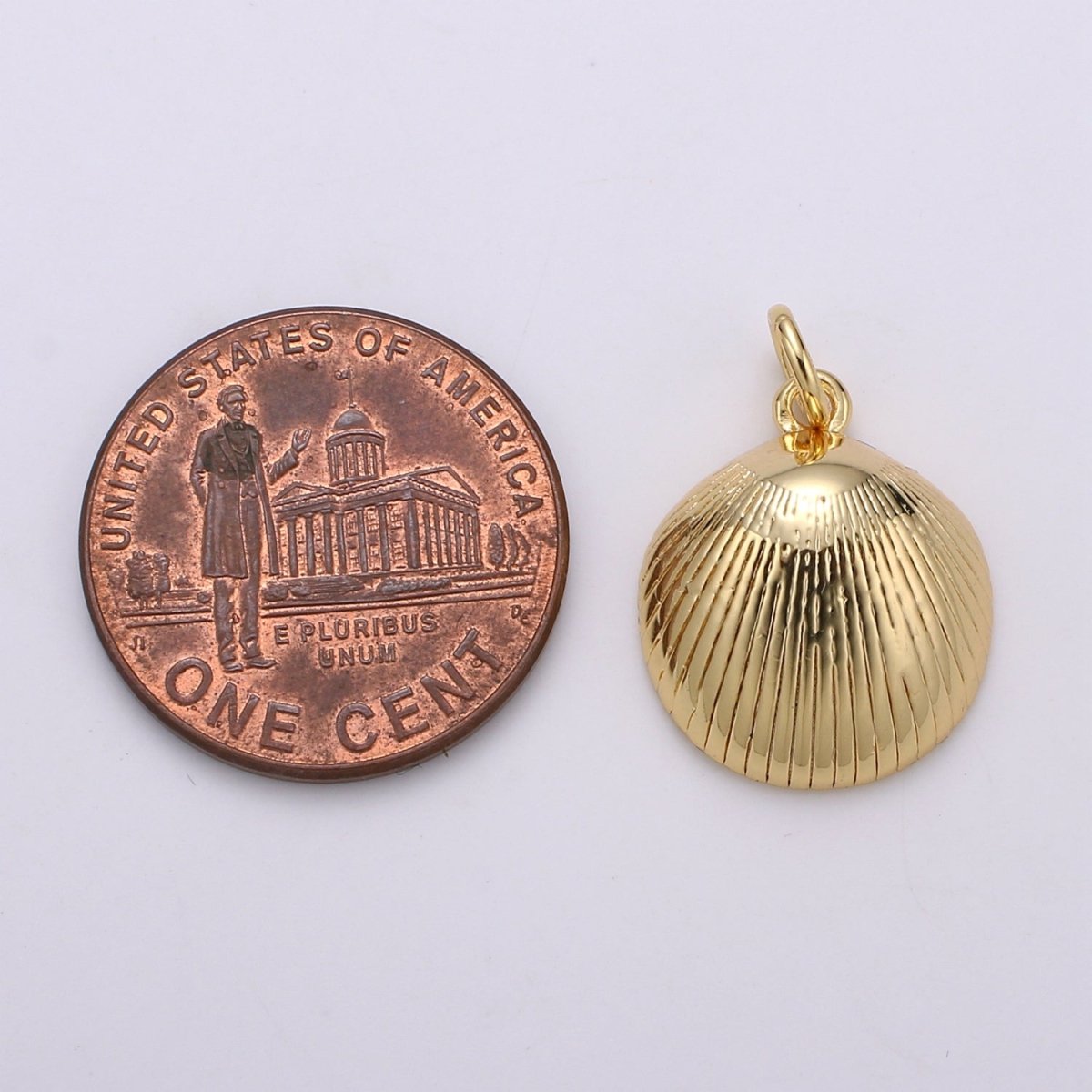 Gold Filled Round Sea Shell Charm D-794 - DLUXCA