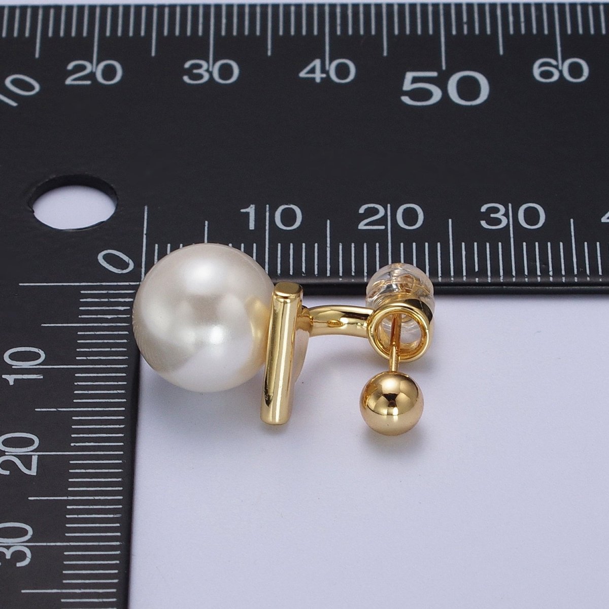 Gold Filled Round Shell Pearl Ear Jacket Back Drop Earrings in Gold & Silver | AD-262 AD-263