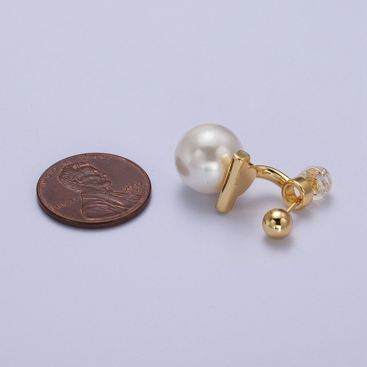 Gold Filled Round Shell Pearl Ear Jacket Back Drop Earrings in Gold & Silver | AD-262 AD-263