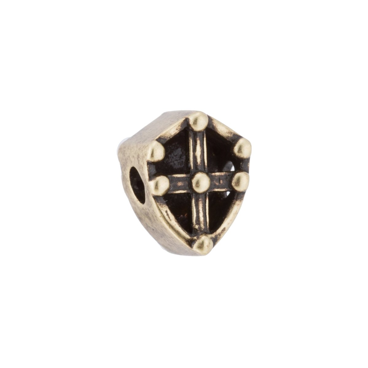 Gold Filled Royal Shield CZ Micro Pave Beads, CZ Micro Pave Shield Connector, For Bracelet Making Supply Findings, Hole Size 1.5mm | B-055