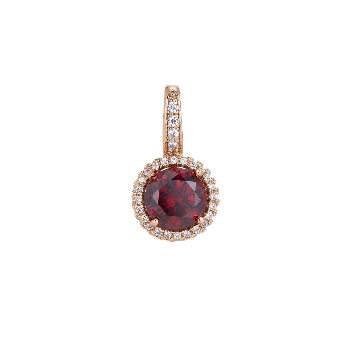 Gold Filled Ruby Red Maroon Gem, Classic Elegant Cubic Zirconia Necklace Pendant Charm Bails Findings for Jewelry Making H-667