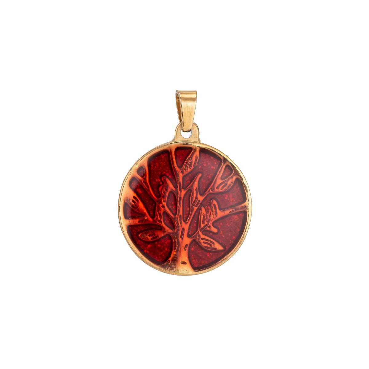 Gold filled Rustic Red Tree of Life Pendant Coin Medallion Charm with Bails for Layer necklace Earring Bracelet Jewelry Making Supply J-417 - DLUXCA