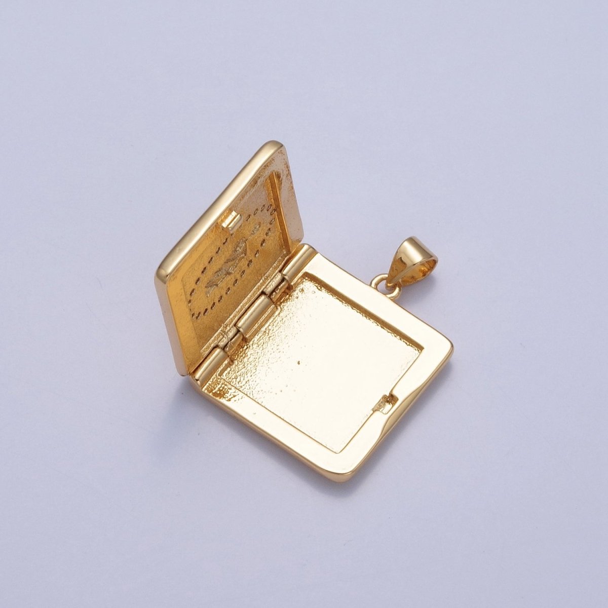 Gold Filled Saint Benedict / Virgin Mary Locket Square Tag Pendant, Micro Pave Clear Cubic Zirconia CZ Religious Jewelry H-088 H-089