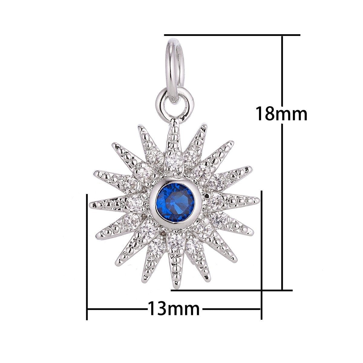 Gold Filled Shining Sun, Bright Sunny Day, Cubic Zirconia Charm Necklace Pendant Findings for Jewelry Making C-048