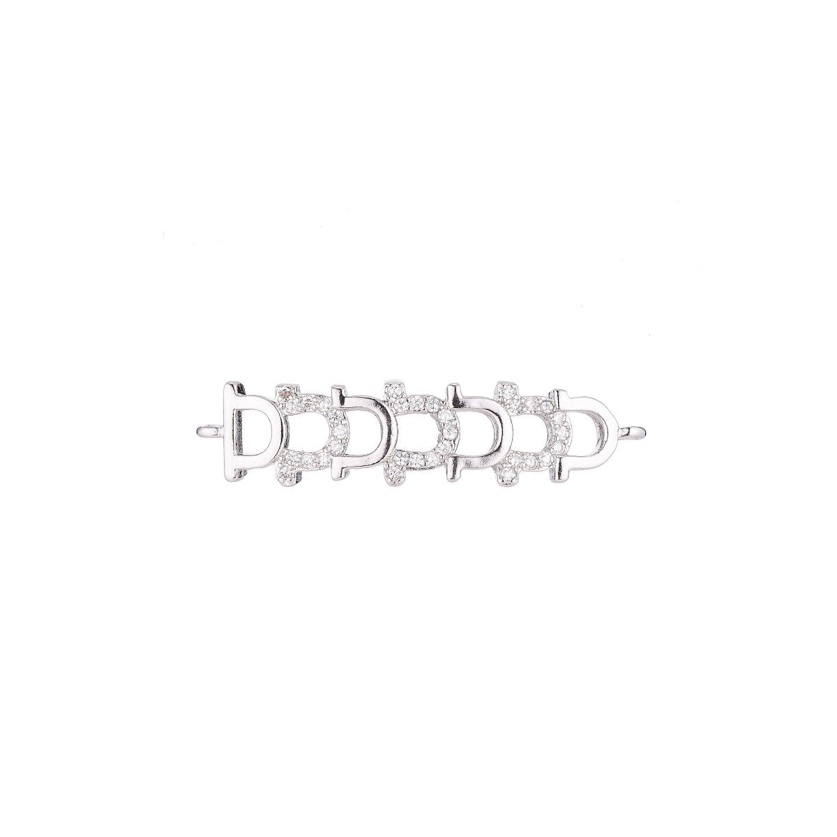 Gold Filled Shiny Horseshoe Link Cubic Zirconia Bracelet Charm Bead Pendant Connector For Jewelry Making Finding, F-029