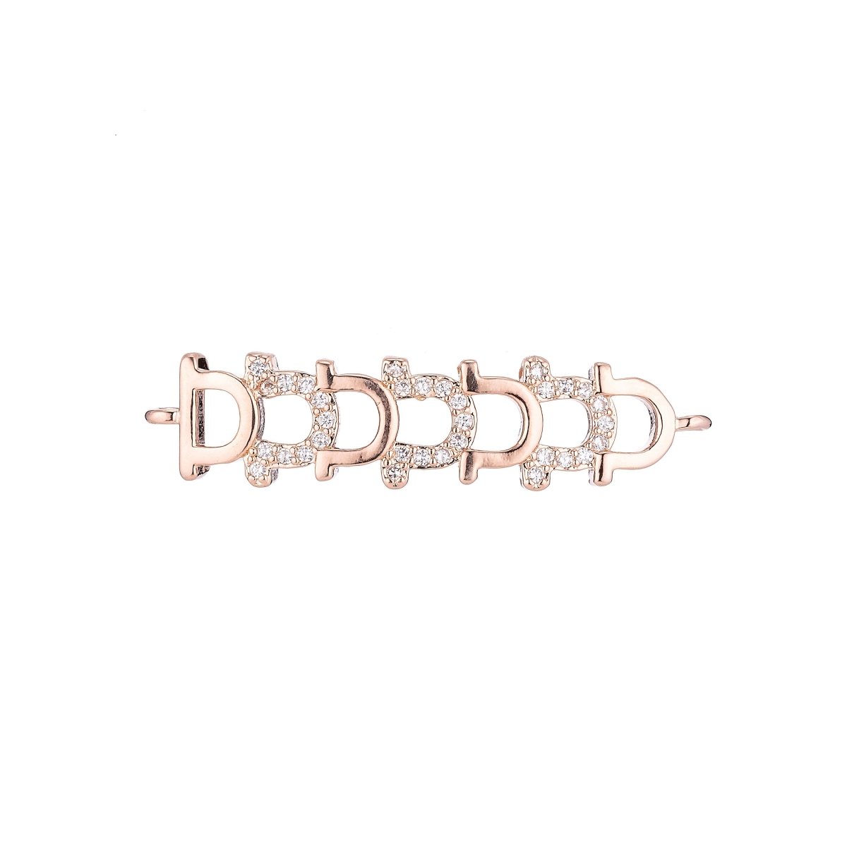 Gold Filled Shiny Horseshoe Link Cubic Zirconia Bracelet Charm Bead Pendant Connector For Jewelry Making Finding, F-029