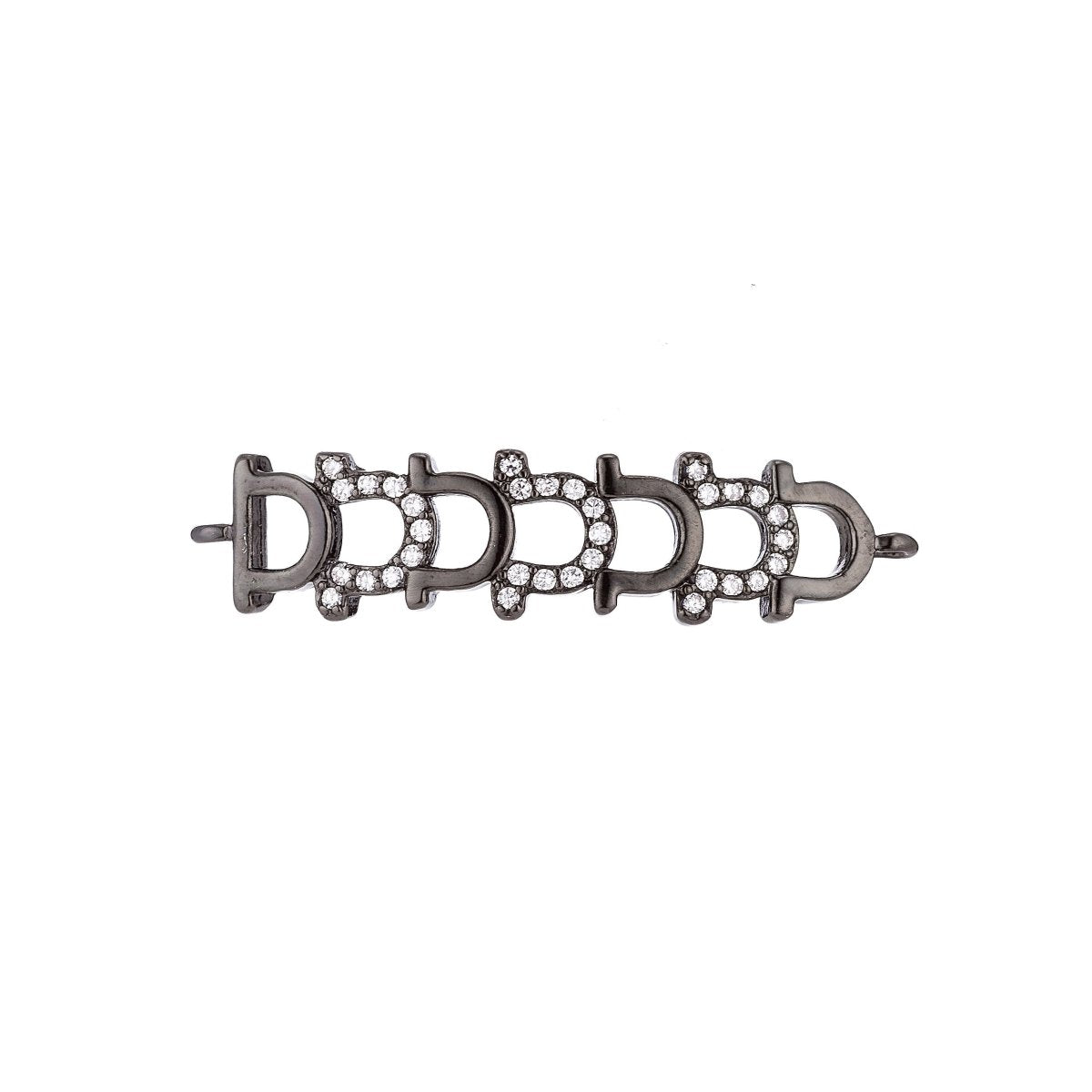 Gold Filled Shiny Horseshoe Link Cubic Zirconia Bracelet Charm Bead Pendant Connector For Jewelry Making Finding, F-029