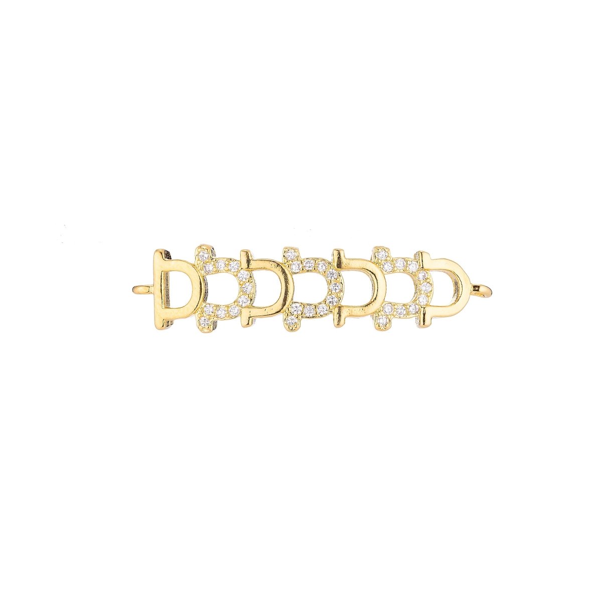 Gold Filled Shiny Horseshoe Link Cubic Zirconia Bracelet Charm Bead Pendant Connector For Jewelry Making Finding, F-029