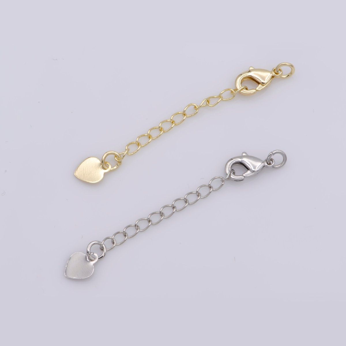 Gold Filled / Silver Chain Extender For Necklace Bracelet Supply Component Findings Extenders w/ Heart charm + Lobster Clasp L-467 L-468