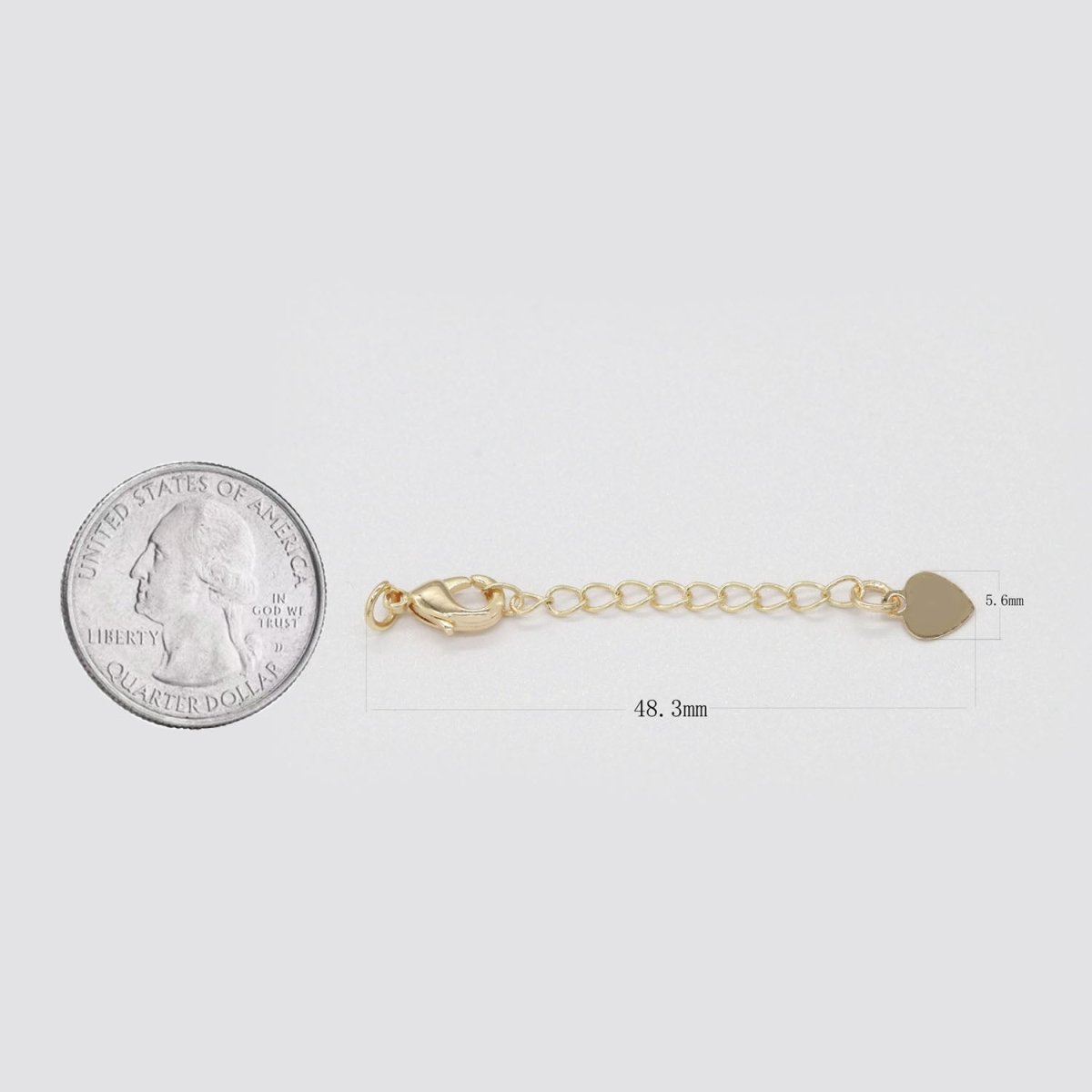 Gold Filled / Silver Chain Extender For Necklace Bracelet Supply Component Findings Extenders w/ Heart charm + Lobster Clasp L-467 L-468