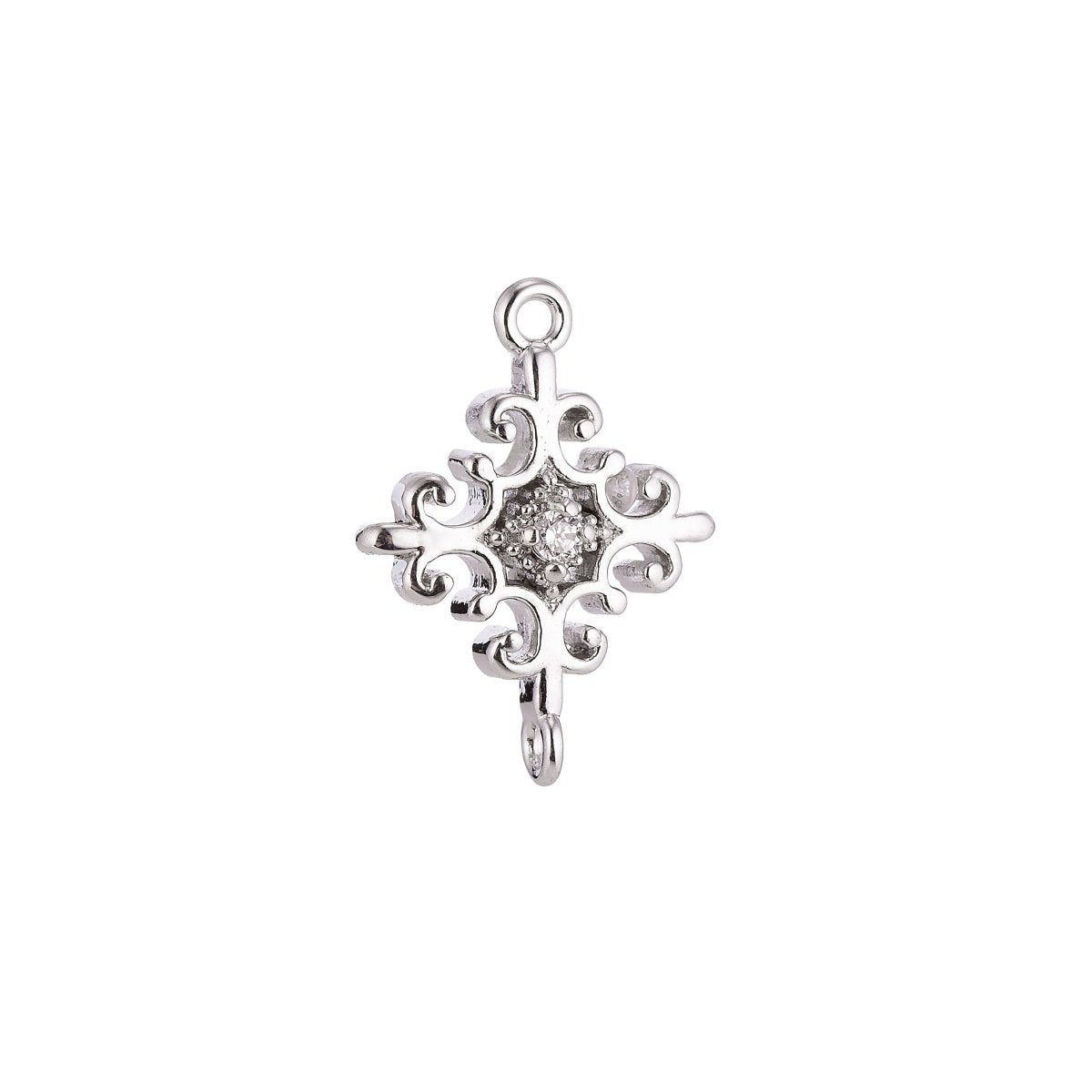 Gold Filled Silver Cross Connector - F-007 - DLUXCA