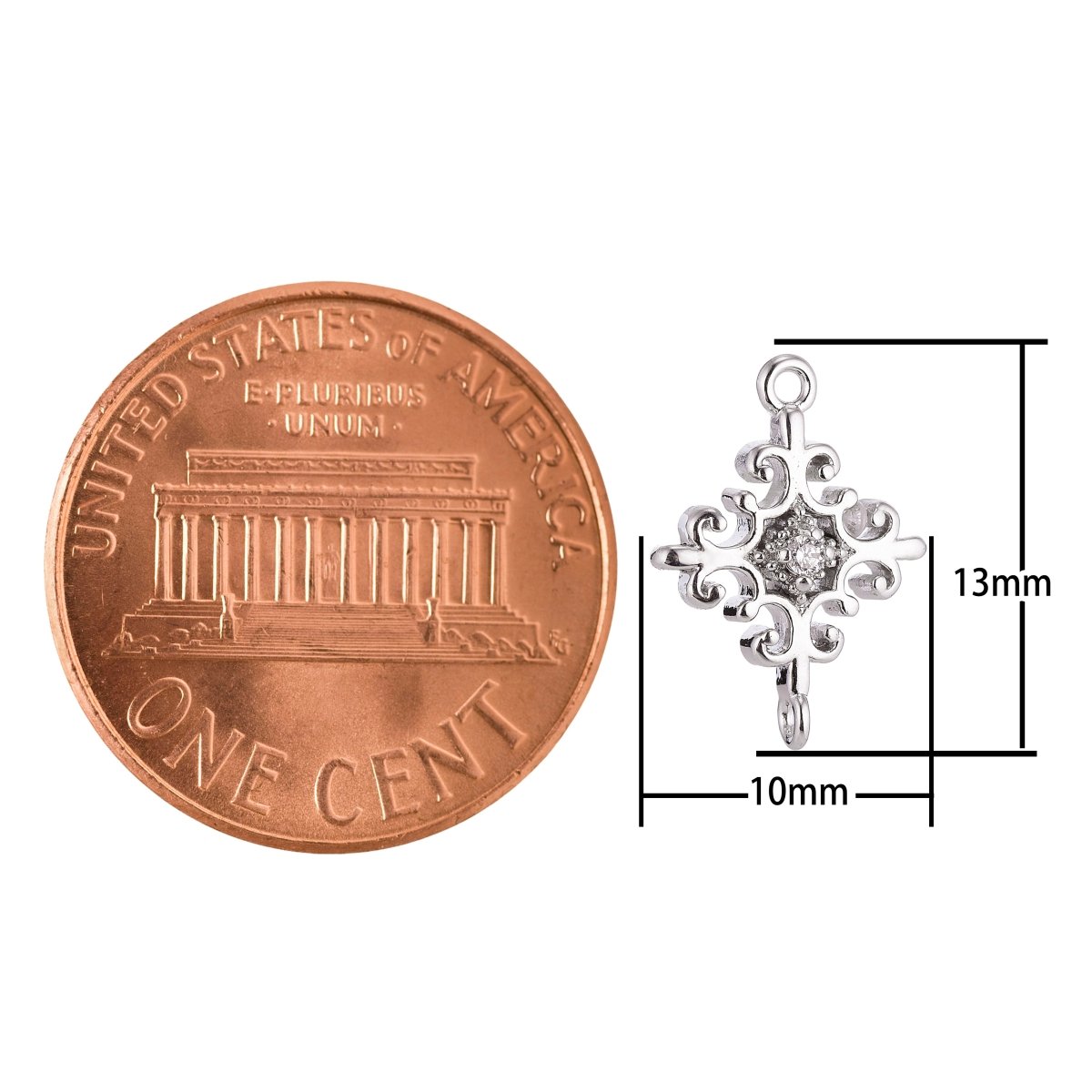 Gold Filled Silver Cross Connector - F-007 - DLUXCA