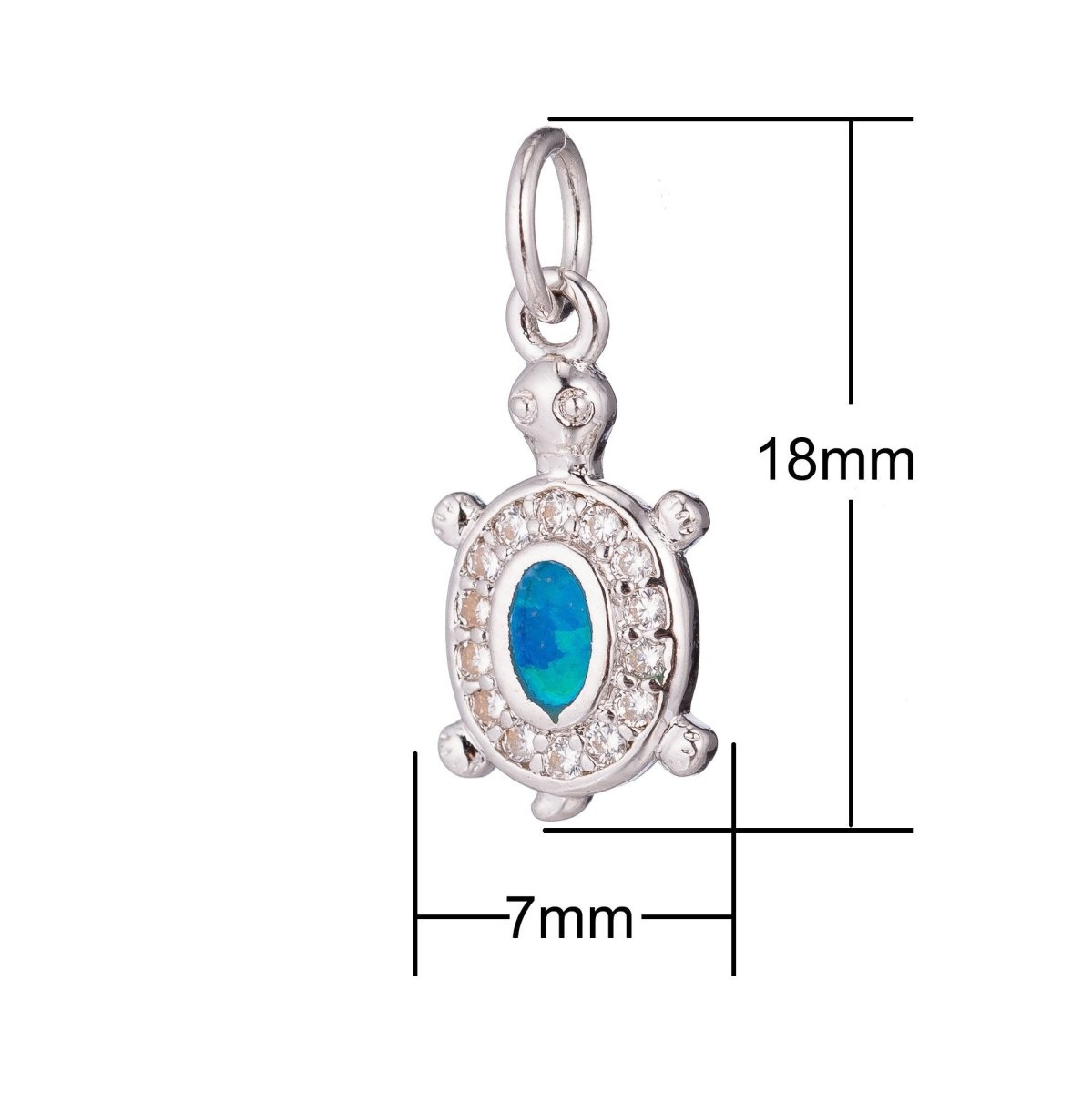Gold Filled, Silver Sea Turtle, Blue Opal, Ocean Mammals Animal Cute Cubic Zirconia Necklace Pendant Charm Bead Bails Findings For Jewelry Making | C-296