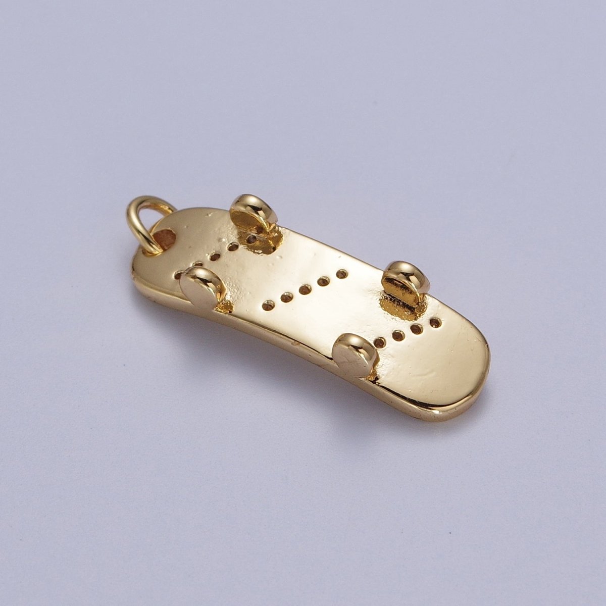 Gold Filled Skateboard Triple Micro Paved CZ Charm in Silver & Gold E-515 E-525