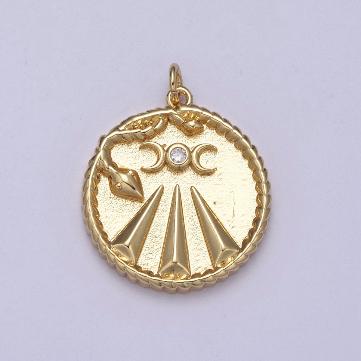 Gold Filled Snake Coin Serpent Charm with Moon Goddess Pendant for Necklace Bracelet N-368 - DLUXCA