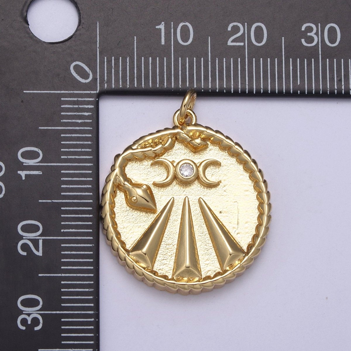 Gold Filled Snake Coin Serpent Charm with Moon Goddess Pendant for Necklace Bracelet N-368 - DLUXCA