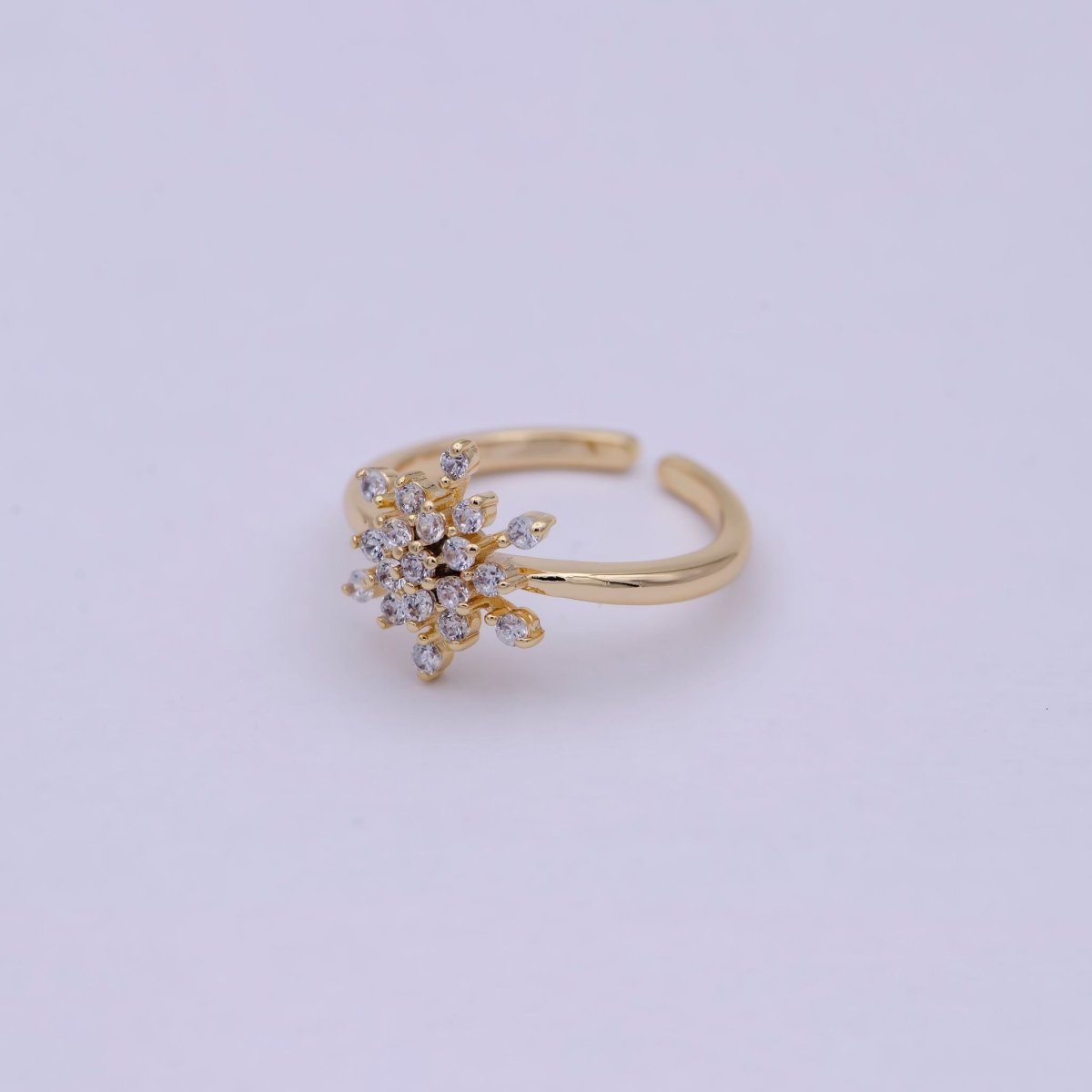 Gold Filled Snowflake with Pink Green CZ Ring For Woman Jewelry Finger Ring Open Adjustable U-147 U-148 U-218