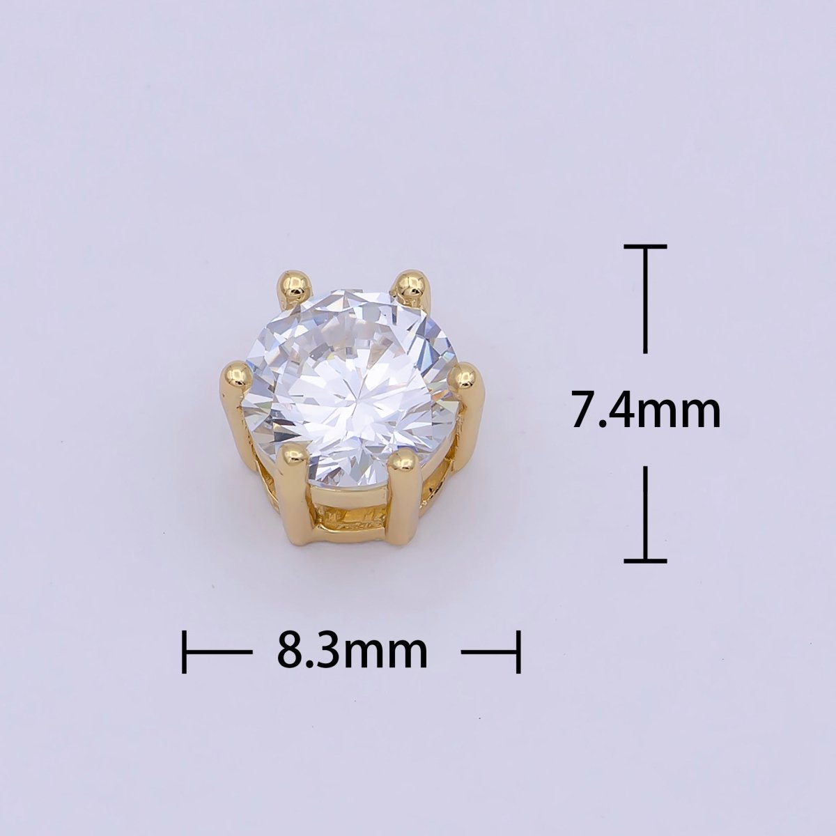 Gold Filled Solitaire CZ Round Connector Charm Beads for Bracelet Component B-465 - DLUXCA