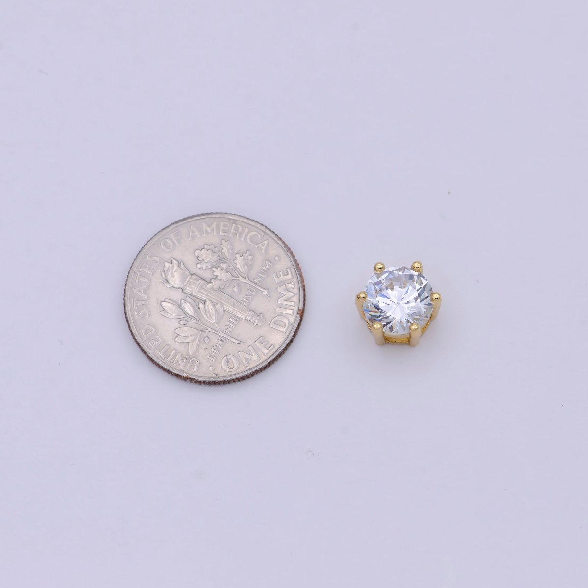 Gold Filled Solitaire CZ Round Connector Charm Beads for Bracelet Component B-465 - DLUXCA