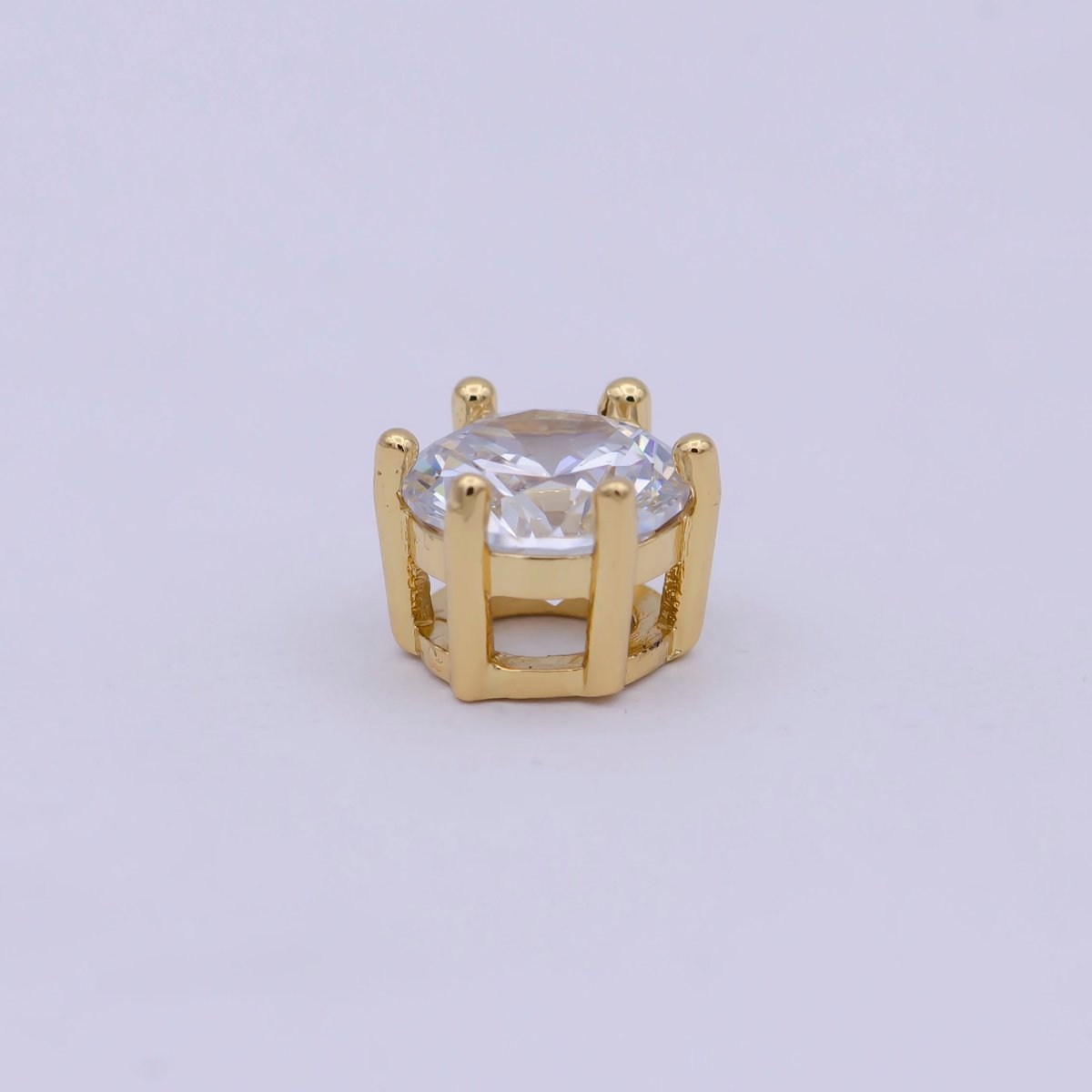 Gold Filled Solitaire CZ Round Connector Charm Beads for Bracelet Component B-465 - DLUXCA
