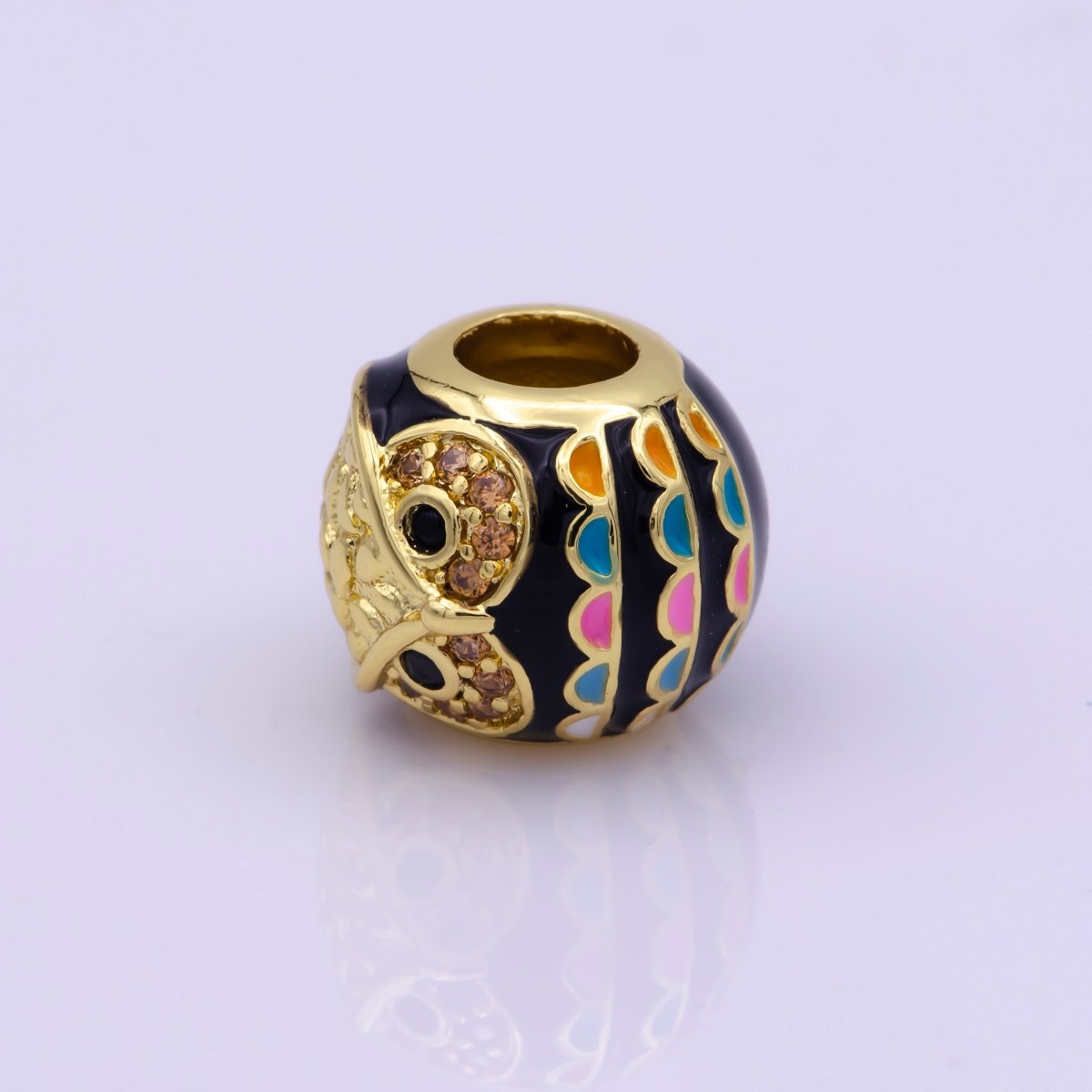 Gold Filled Spacer, Rainbow Owl Cloissone, Pink Girl Cubic Zirconia Bracelet Charm Bead Connector Pendant For Jewelry Making B-235 - DLUXCA