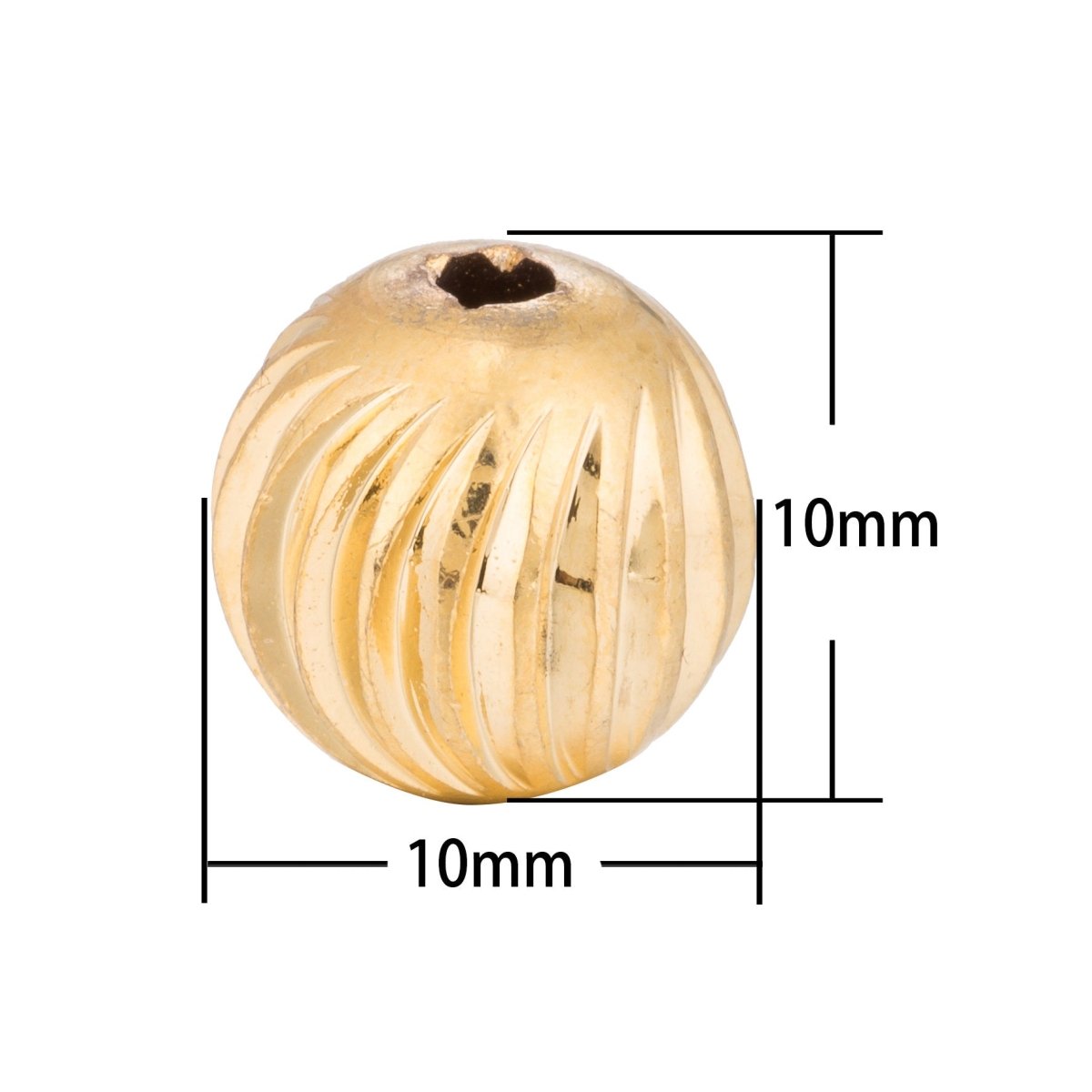 Gold Filled Spacer, Round, Circle, Ball, Ornament, Neutral, Textured, Stripped Bracelet Charm Bead Finding Connector For Jewelry Making, B-269 - DLUXCA