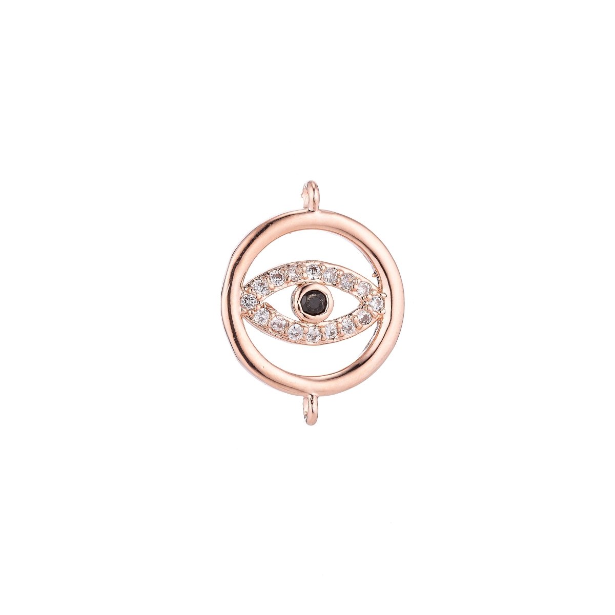 Gold Filled Spiritual Religious Evil Eye Cubic Zirconia Bracelet Charm Necklace Pendant Findings for Jewelry Making Greek Eye Connector F-038