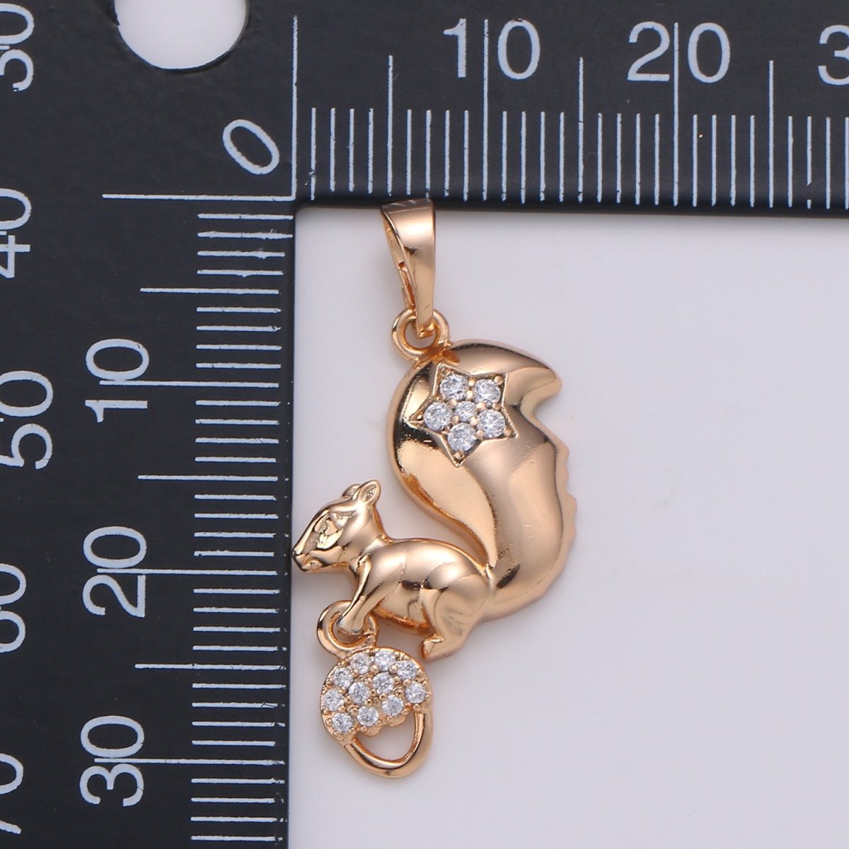 Gold Filled Squirrel Charm Acorn Squirrel Cz Cubic Animal Charms for Necklace Jewelry Making Wild Animal Kawaii Cute Animal Pendant J-114