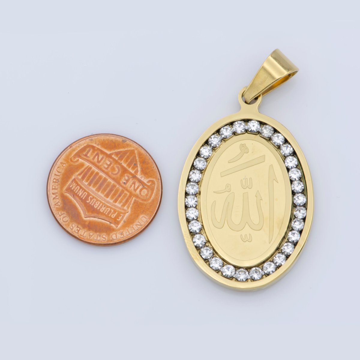 Gold Filled Stainless Steel Allah Name, Moslem God Necklace Pendant Arabic Word Charm Bails Findings for Jewelry Making J-609 J-329