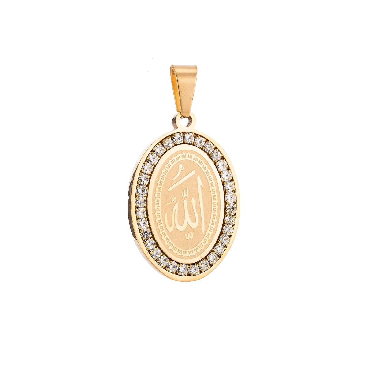 Gold Filled Stainless Steel Allah Name, Moslem God Necklace Pendant Arabic Word Charm Bails Findings for Jewelry Making J-609 J-329