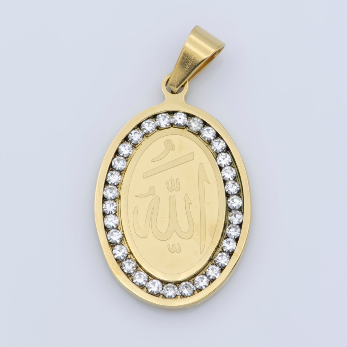 Gold Filled Stainless Steel Allah Name, Moslem God Necklace Pendant Arabic Word Charm Bails Findings for Jewelry Making J-609 J-329