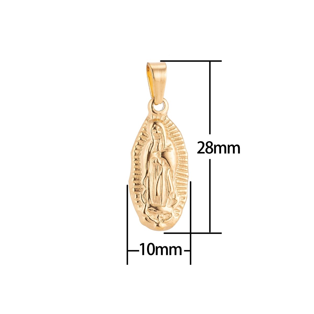 Gold Filled Stainless Steel Catholic Mother Mary Praying Charm Pendant w/ Bails Findings for Earring Necklace Jewelry Making Supplies J-379