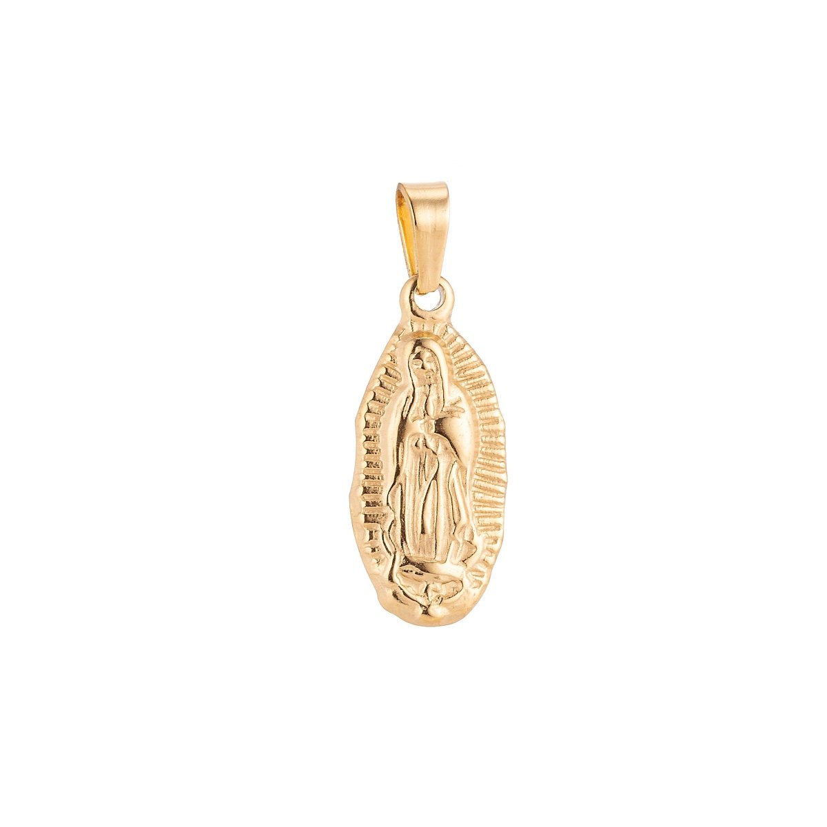 Gold Filled Stainless Steel Catholic Mother Mary Praying Charm Pendant w/ Bails Findings for Earring Necklace Jewelry Making Supplies J-379