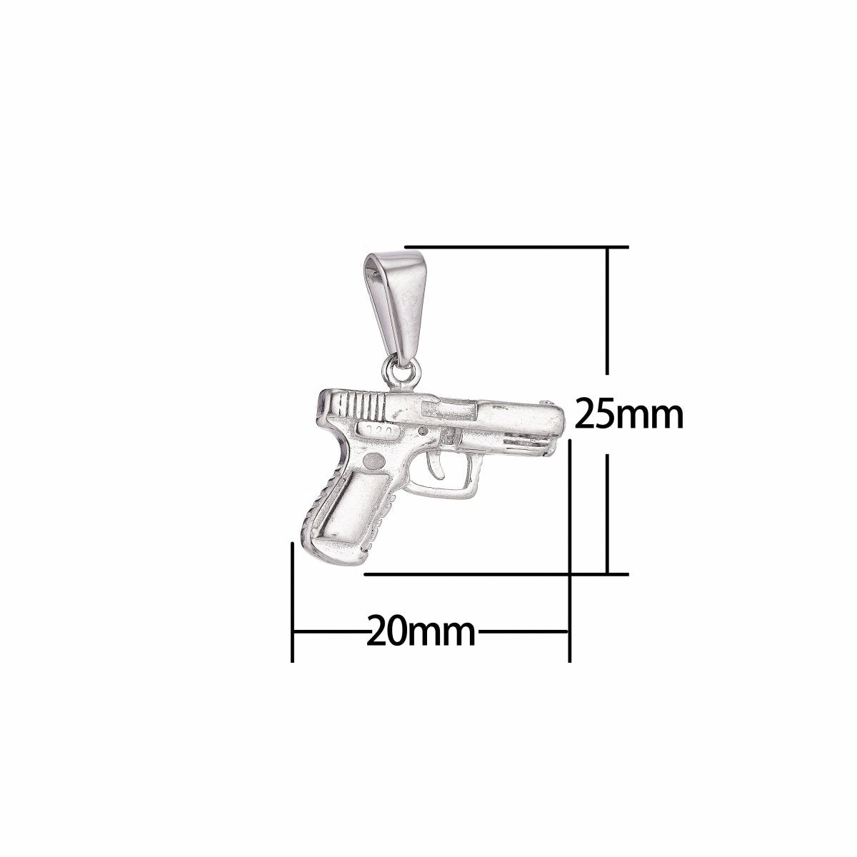 Gold Filled Stainless Steel Gun Pistol Charmp Pendant w/ Bails Findings for Earring Necklace Jewelry Making Supplies J-380