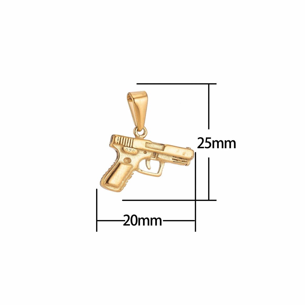 Gold Filled Stainless Steel Gun Pistol Charmp Pendant w/ Bails Findings for Earring Necklace Jewelry Making Supplies J-380