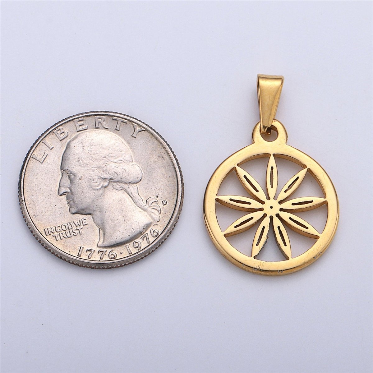 Gold Filled Stainless Steel Sun, Summer Sunshine Charm Pendant with Bails Golden Shiny Sun Necklace Findings for Jewelry Making 30x20mm J-667 - DLUXCA