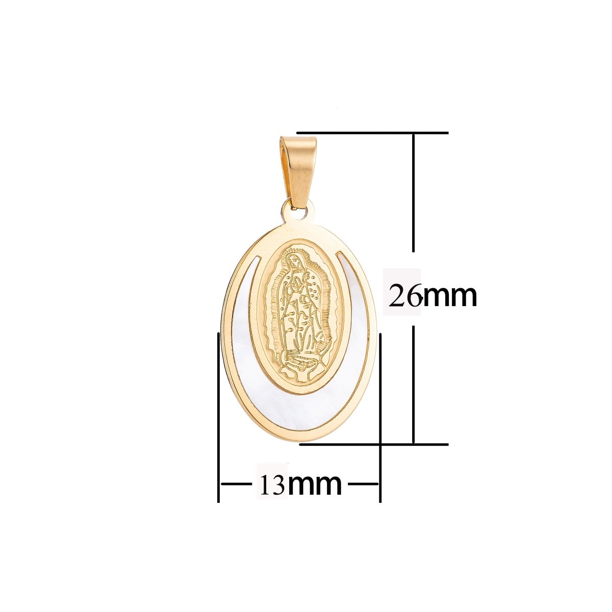 Gold Filled Stainless Steel Virgin Mother Mary Charm Pendant w/ Bails Findings for Earring Necklace Jewelry Making Supplies J-363 - DLUXCA