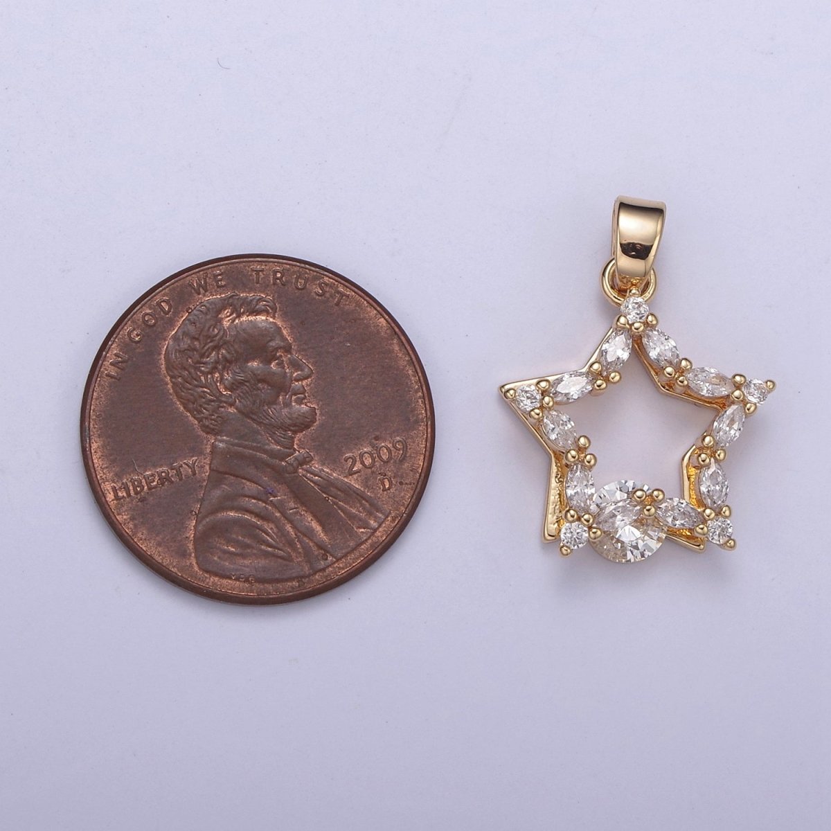 Gold Filled Star Cubic Zirconia Charm - CZ Shiny Star Celestial Night Sky Constellation Galaxy Wholesale Charms H-419 - DLUXCA