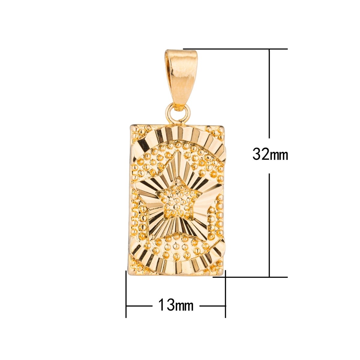 Gold Filled Star, Frame, Golden Bar, Shine Bright, Make a Wish, Celestial, Craft, Necklace Pendant Charm Findings for Jewelry Making H-381 - DLUXCA