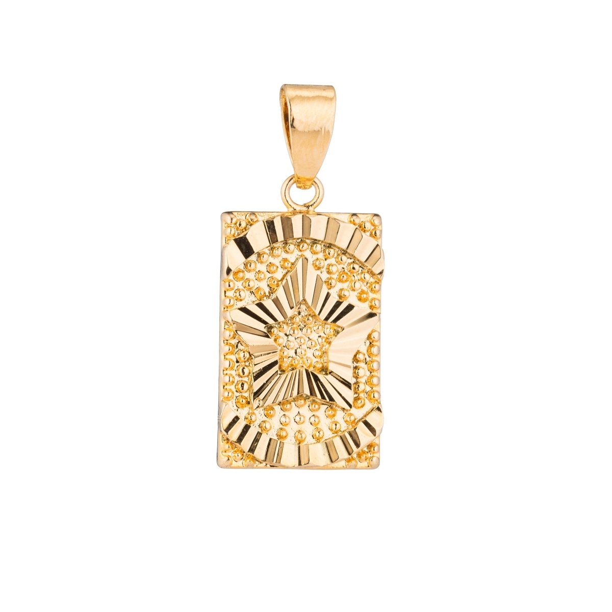 Gold Filled Star, Frame, Golden Bar, Shine Bright, Make a Wish, Celestial, Craft, Necklace Pendant Charm Findings for Jewelry Making H-381 - DLUXCA