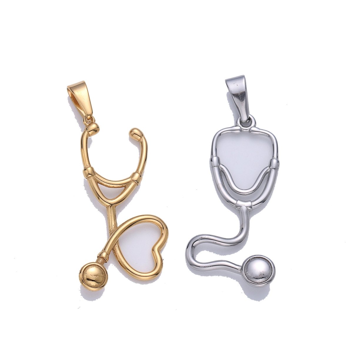Gold Filled Stethoscope Pendant ,Silver Stethoscope Charm ,Gold Stethoscope for Doctor Nurse,Medical StudentPhysician Gift Jewelry J-671