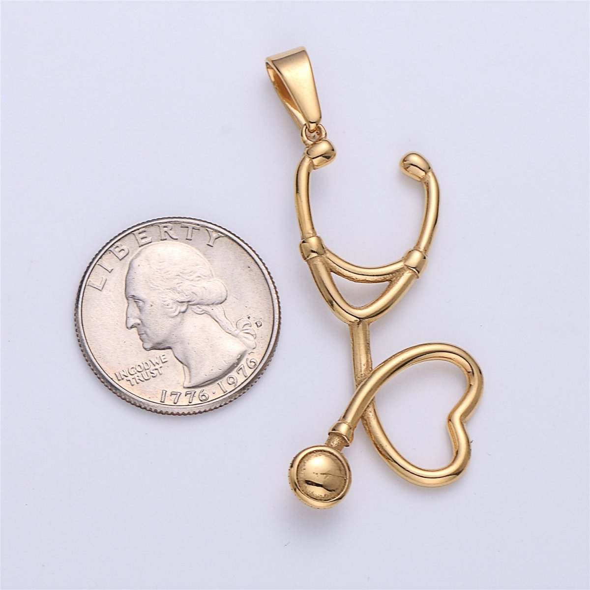 Gold Filled Stethoscope Pendant ,Silver Stethoscope Charm ,Gold Stethoscope for Doctor Nurse,Medical StudentPhysician Gift Jewelry J-671