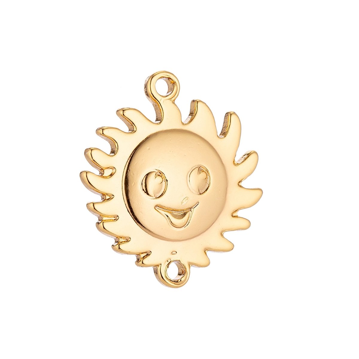 Gold Filled Sun Face Charm, Sunshine Charm Connector Pendant, Happy Smile Sun Face, Gold Sun Charm, Wholesale Gold Filled Connector Charms F-048