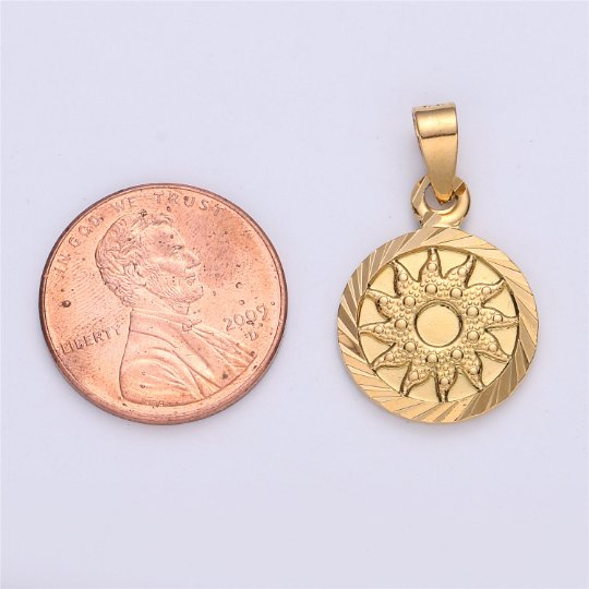 Gold Filled Sun Pendant Celestial Jewelry Gold Filled Sun Burst Charm Medallion Necklace Pendant I-159 - DLUXCA