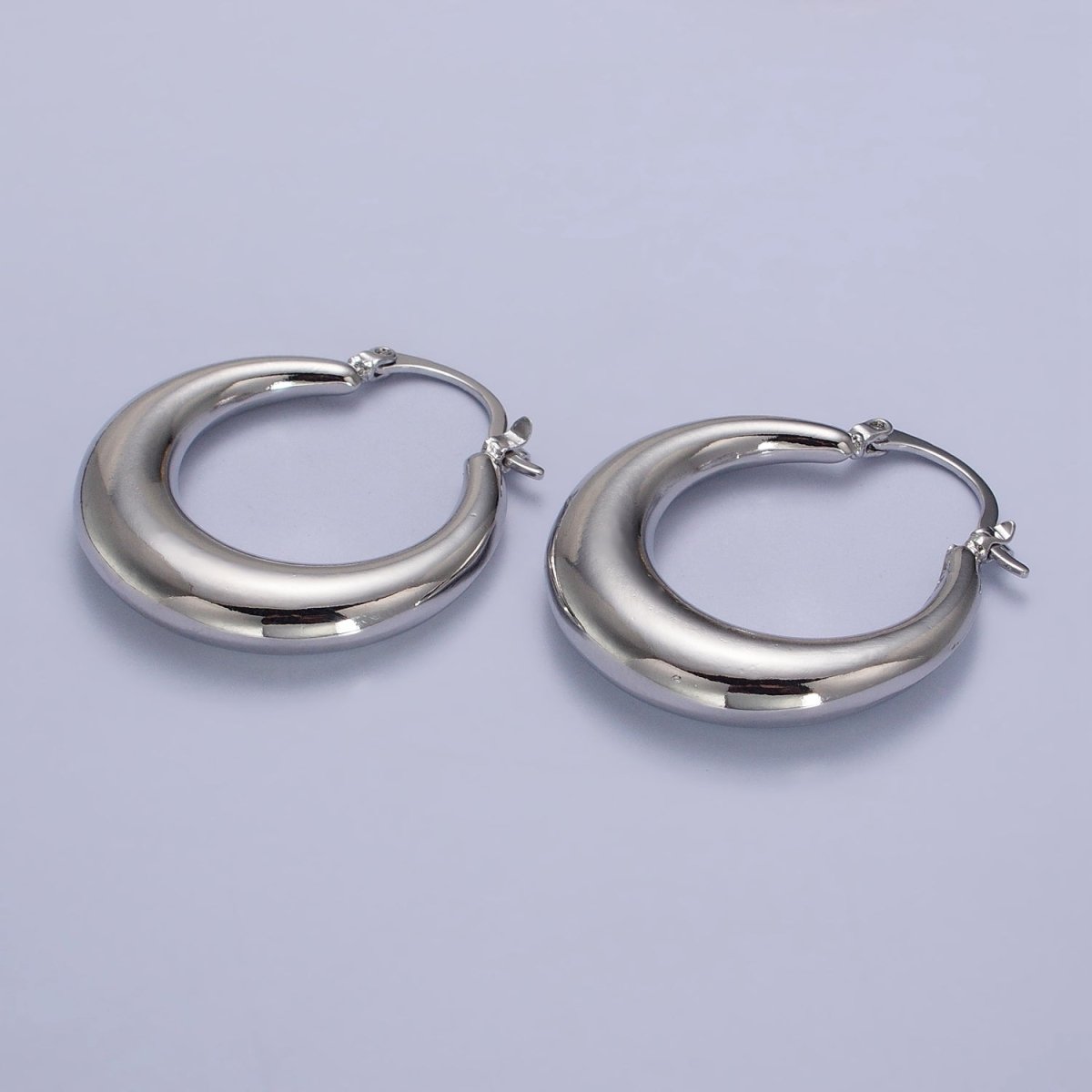 Gold Filled Thin Dome 30mm Hoops French Lock Earrings in Gold & Silver | AB212 AB213