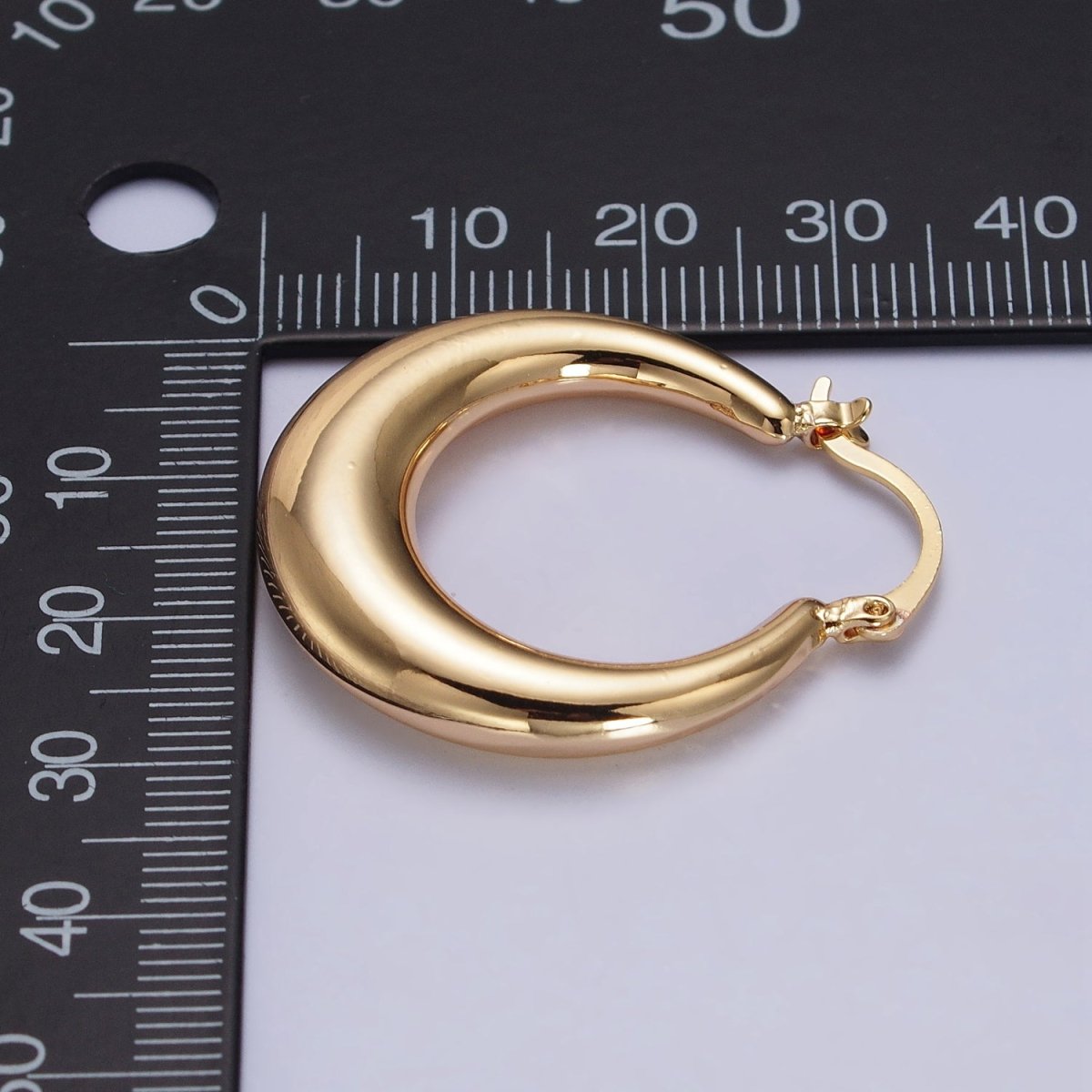 Gold Filled Thin Dome 30mm Hoops French Lock Earrings in Gold & Silver | AB212 AB213